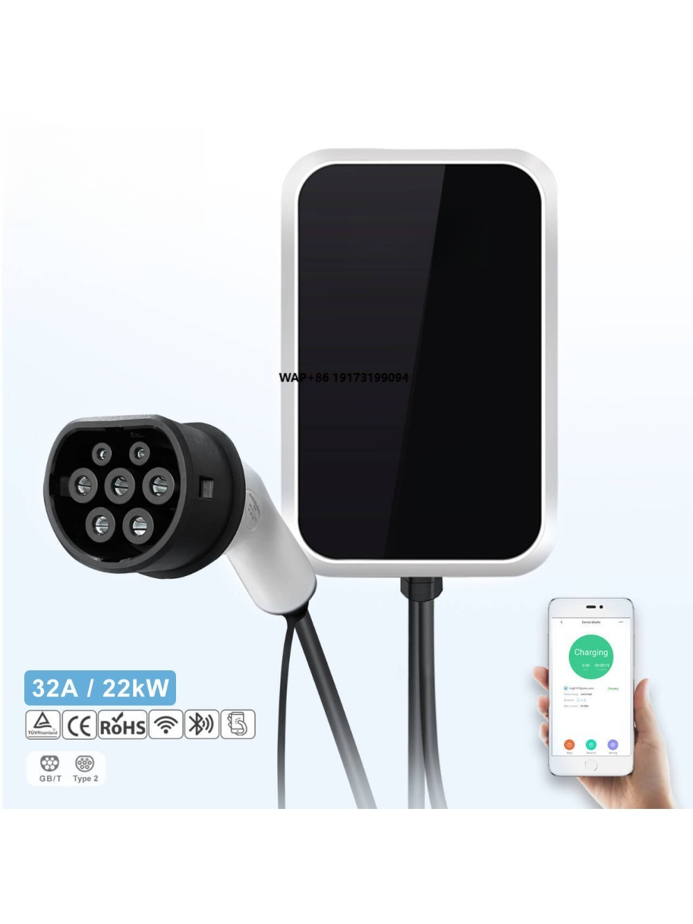 محطة شحن السيارات الكهربائية ا - مراجعة 22Kw Wallbox Type 2 Ocpp Rfid وسعره